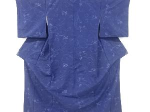 リサイクル　花唐草模様織り出し手織り紬着物